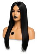 Rak lång svart peruk, värmetålig och flexibel för olika frisyrer