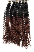 Lockigt ombre syntetiskt hår i mörkbrun och svart färg, mjuka spiral-lockar för flätning eller extensions med naturlig glans.