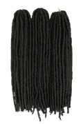 Svarta faux locs med naturlig textur och fyllig volym, skapade för en autentisk dreadlock look med mjuk och flexibel känsla.